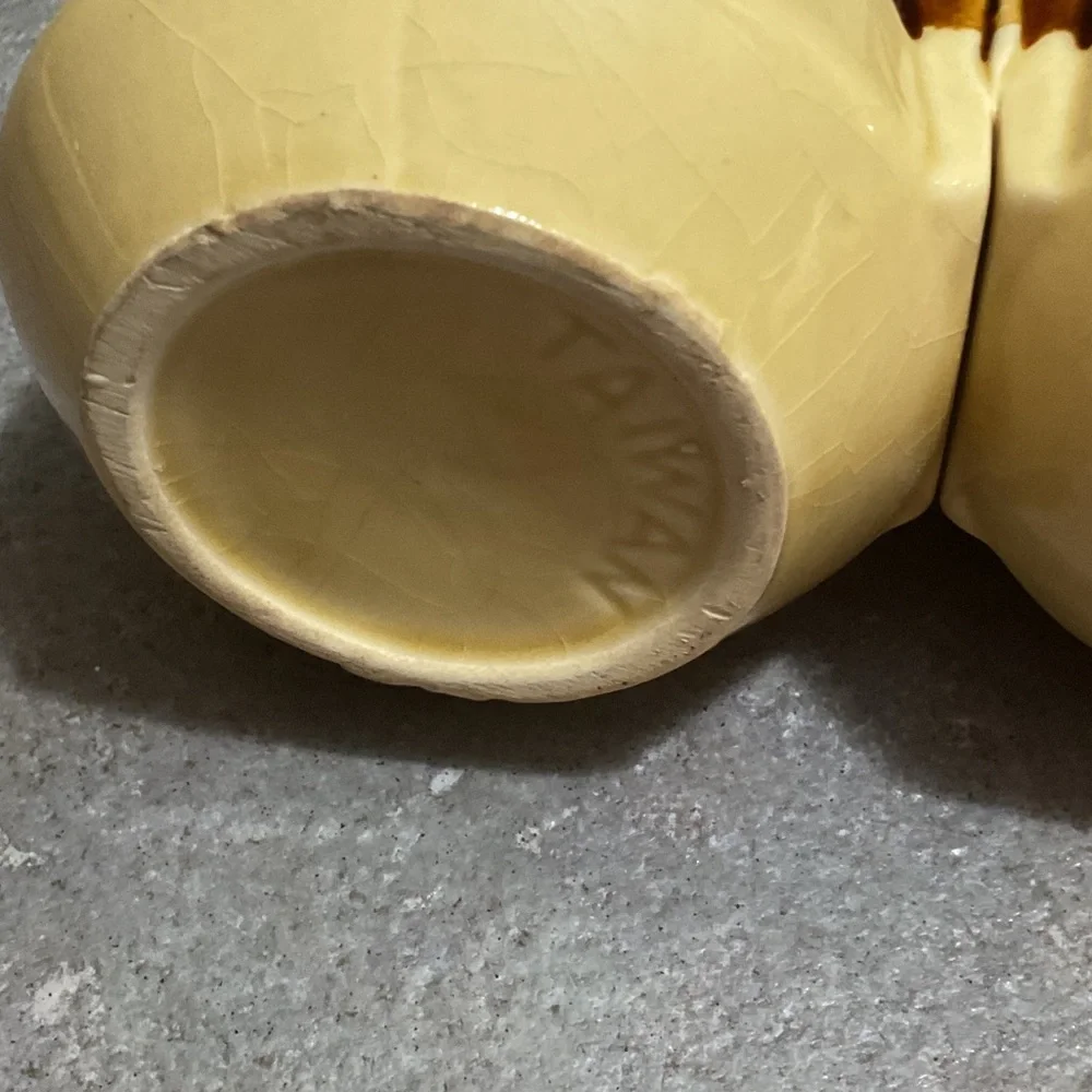 Vintage Brown and Tan Ceramic Condiment Set
